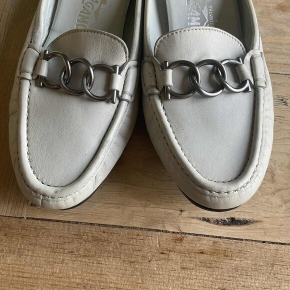 SALVATORE FERRAGAMO LEATHER SLIP ON DRIVER MULES - Picture 2 of 7